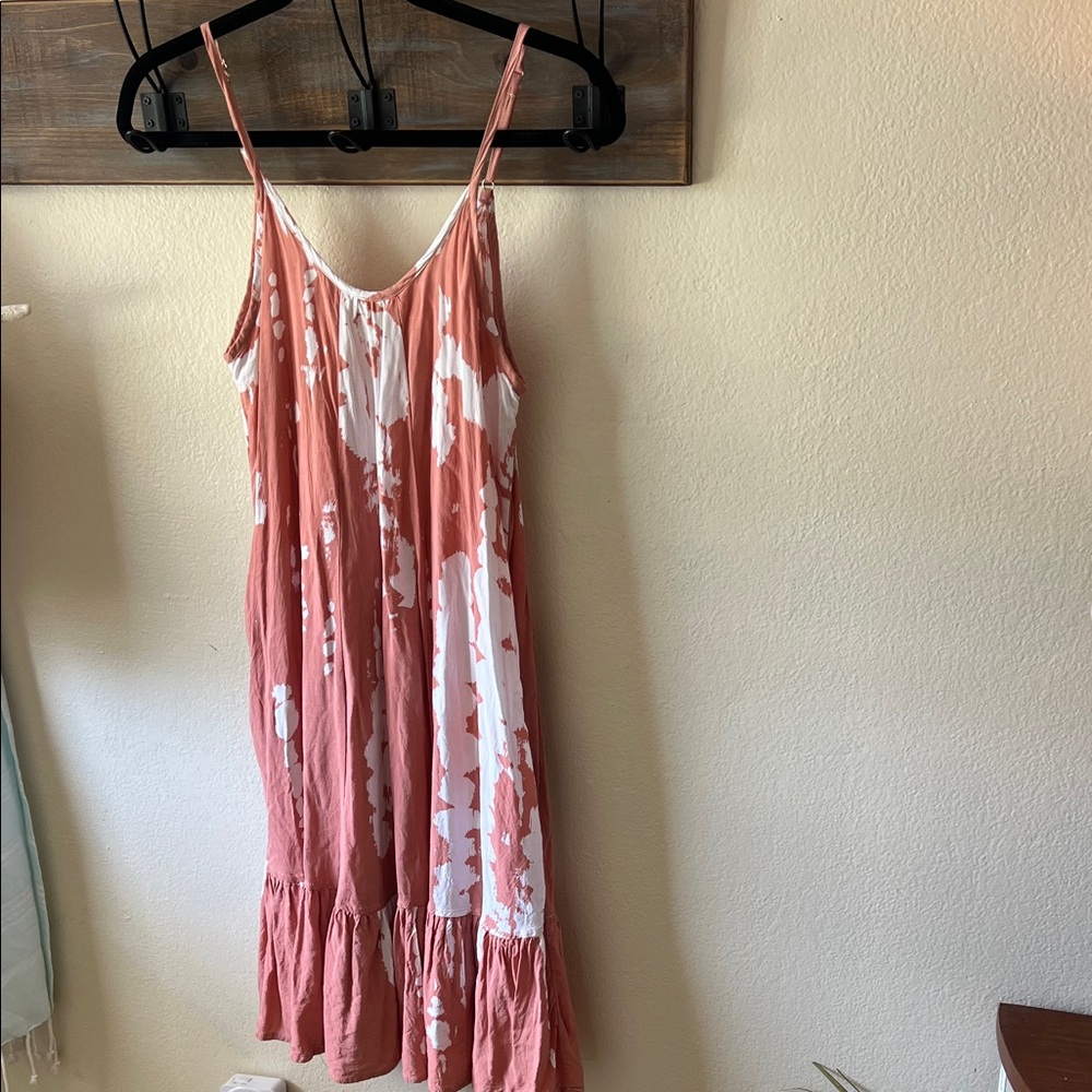 Sleeveless Tie-Dye Maxi Dress in Rose Pink